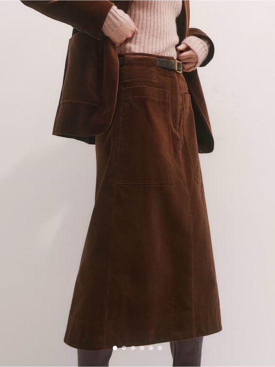 ME+EM Dresses & Skirts - ME+EM Chocolate Brown Corduroy Midi A-Line Skirt